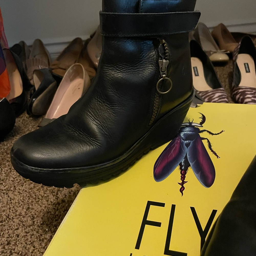Fly London boots with box and plastic bags
